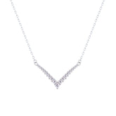Asfour Crystal V Chain Necklace With Round Zircon Stones In 925 Sterling Silver-ND0432